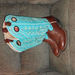 Tony Lama 8.5D teal tall boots